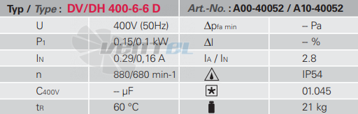 Rosenberg DV 400-6-6 D - описание, технические характеристики, графики